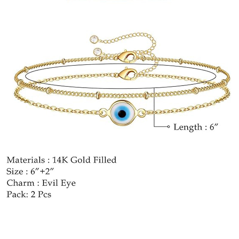 Dainty Gold Bracelets For Women, 14K Gold Filled Adjustable Layered Bracelet Cute Oval Chain Bar Gold Bracelets For Women Jewelry