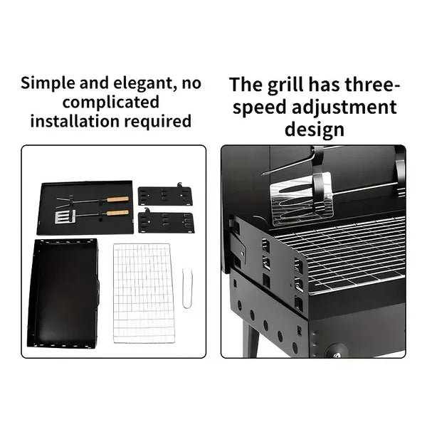 1pcs Box Home Outdoor Folding Grill Portable Multifunctional Camping Barbecue Grill, Comes With Tools, Easy To Use, Suitable For Outdoor Camping, Picnic, Party Use, Best Gift For Husband And Father