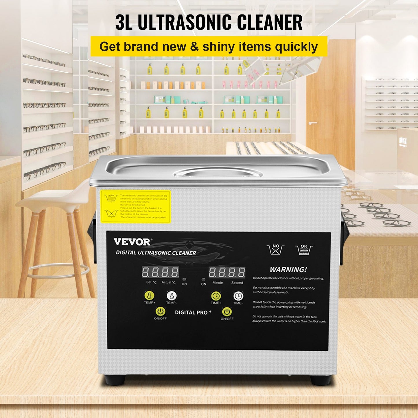 3L Upgraded Ultrasonic Cleaner (200W Heater,120W Ultrasonic) Professional Digital Lab Ultrasonic Parts Cleaner With Heater Timer For Jewelry Glasses Parts Cleaning
