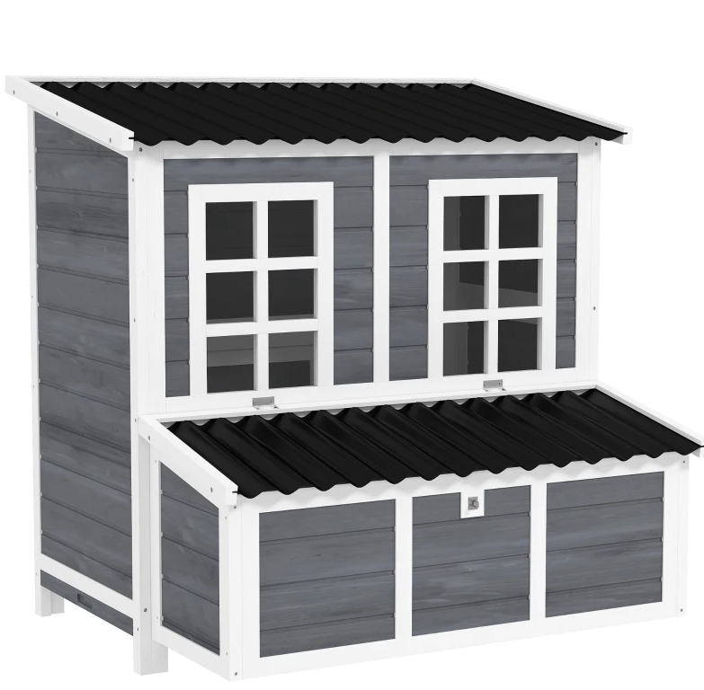 Wooden Pet Coop With Nesting Box, 39 Pet House For 4-6 Chickens, Rabbits