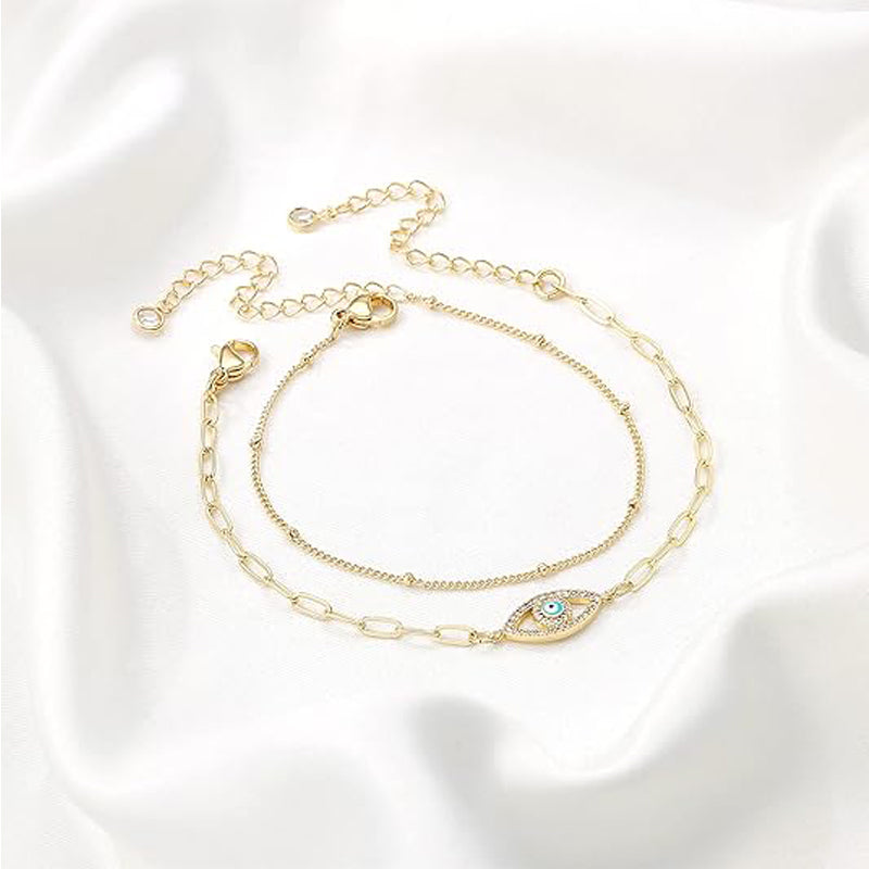 Dainty Gold Bracelets For Women, 14K Gold Filled Adjustable Layered Bracelet Cute Oval Chain Bar Gold Bracelets For Women Jewelry