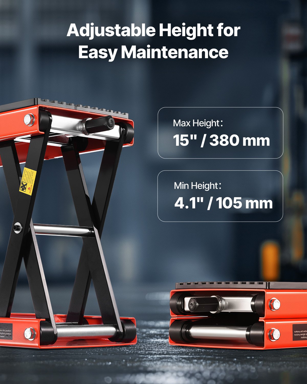Motorcycle Lift, 1200lbs Weight Capacity, Wide Deck Motorcycle Scissor Jack, 4.1-15 In Height Range, Heavy Duty Steel Bike Repair Center Stand With Ratchet And Crank For ATVs, Dirt Bikes