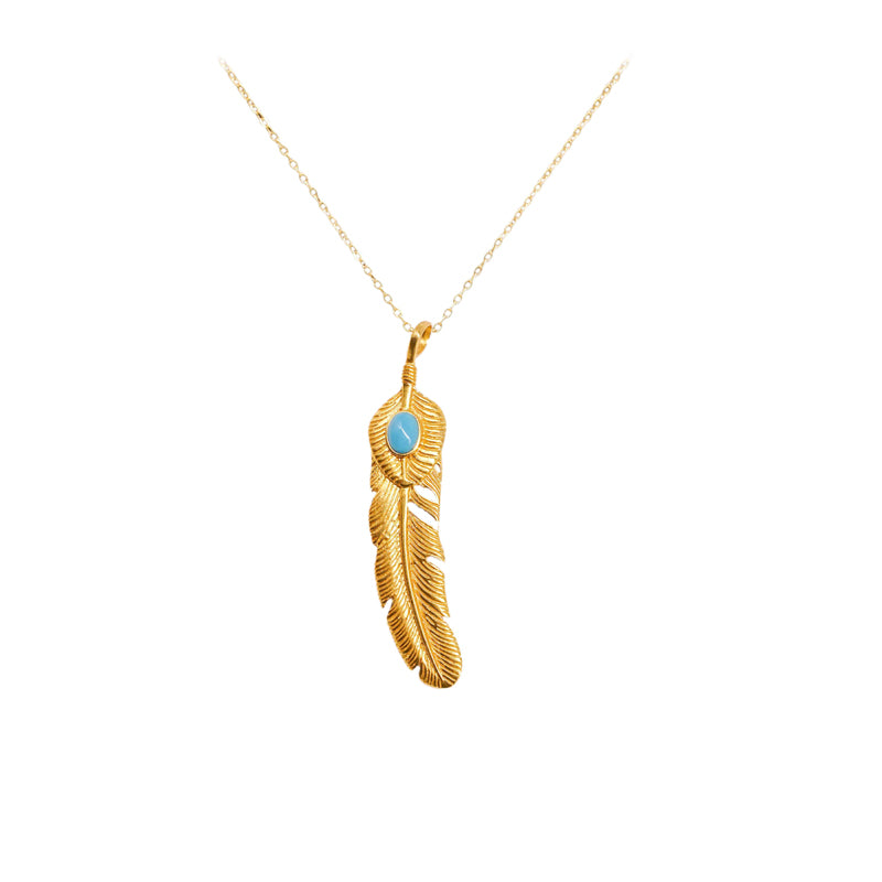 24k Gold Jewelry,Personalized Mother Daughter Feather Necklace
