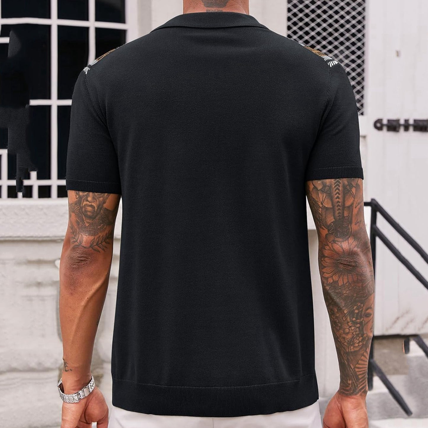Men's Casual Striped Jacquard Sweater