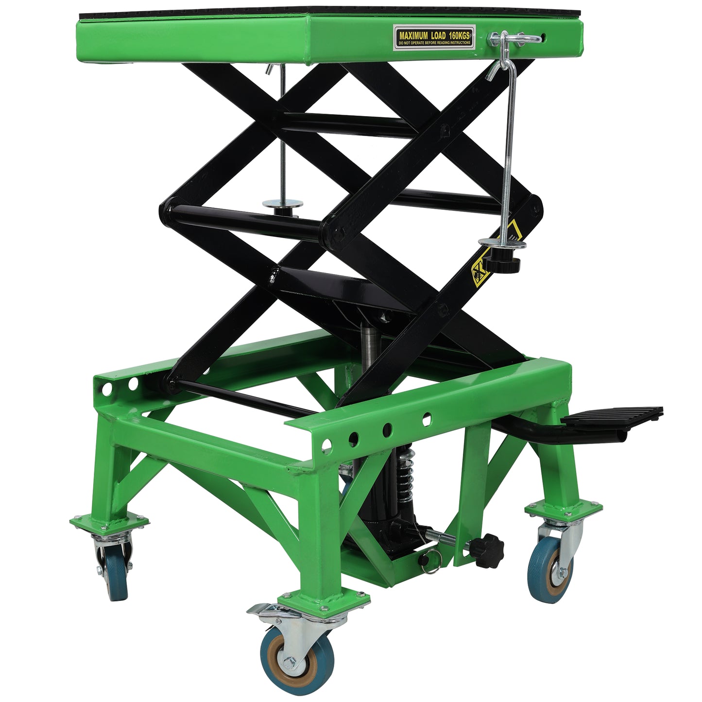 350 Lbs Hydraulic Motorcycle Scissor Jack Lift Foot Step Wheels For Small Dirt Bikes,ATV Dirt Bike Scissor Stand With 4 Wheels,Green