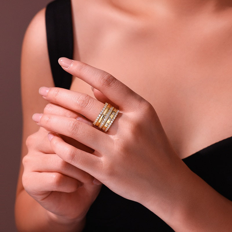 1Gold Ring - A Fashionable Men’s And Women’s Ring And Jewelry Piece Set With Moissanite S925 Sterling Silver And Gold-plated Diamonds Prohibit TikTok sales