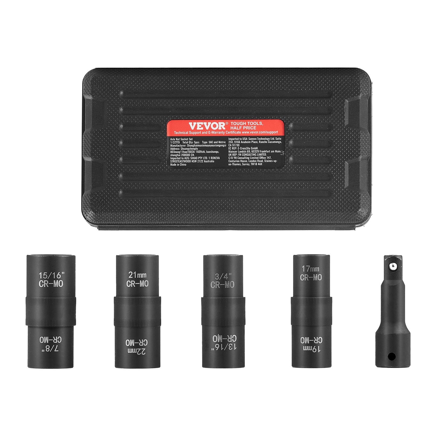 Lug Nut Impact Socket Set Drive Metric And SAE 6-Point Flip Socket