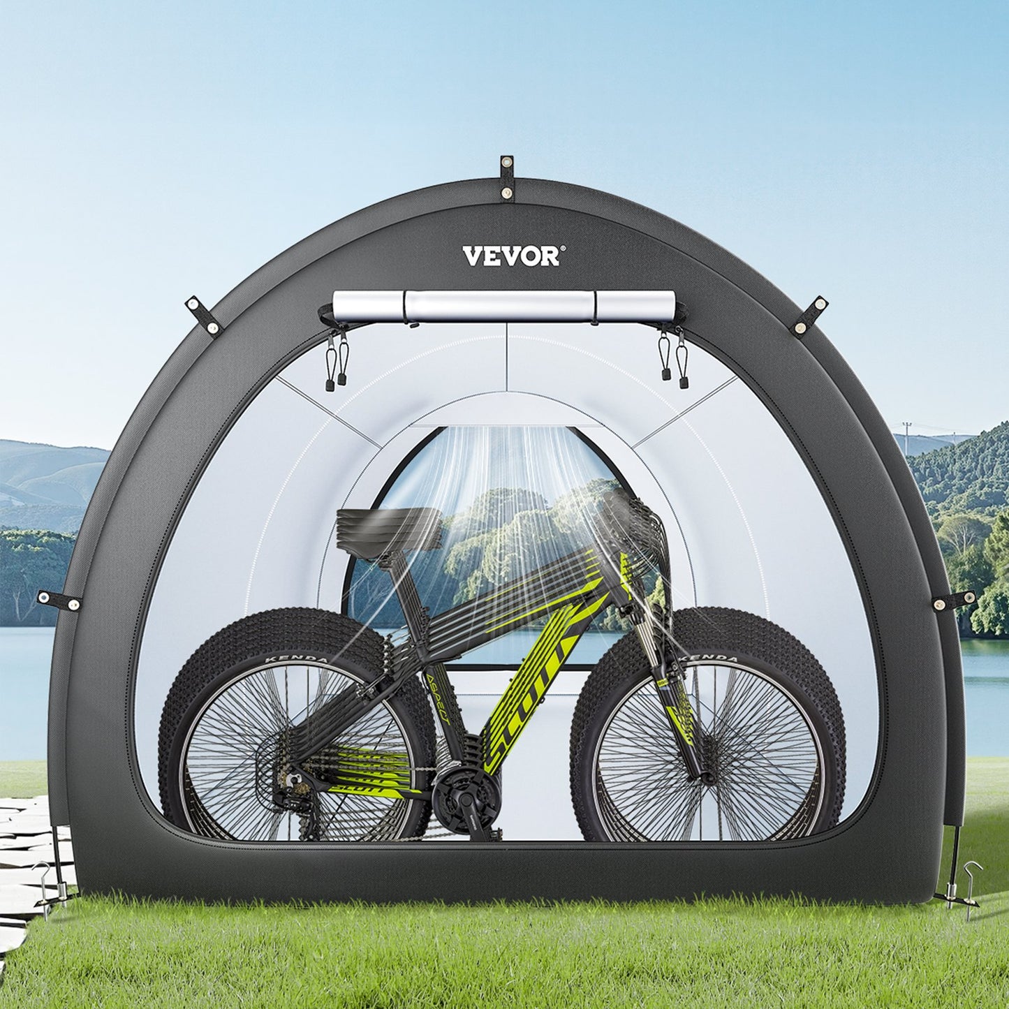 Outdoor Bike Storage Tent Fan-Shaped Waterproof Bike Tent For 5+ Bikes