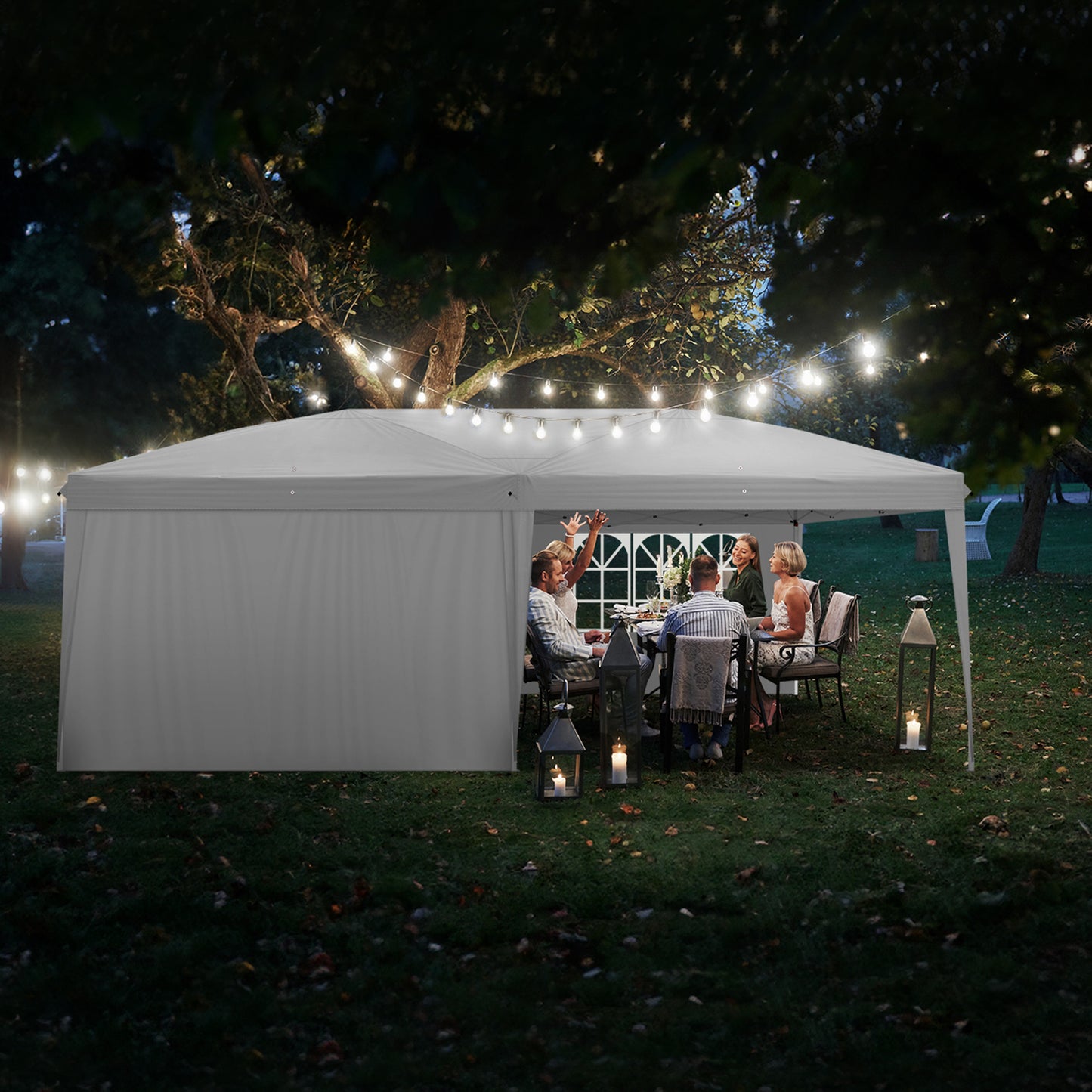 10x20ft White 4 Sides -2 Windows Folding Shed Oxford Cloth Spray Painted Iron Pipe Portable