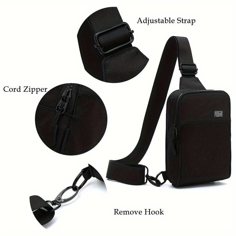 Small Crossbody Bags For Women & Men, Mini Sling Bag Fanny Packs Crossbody Purse, Chest Bag For Traveling, Hiking, Running -Black