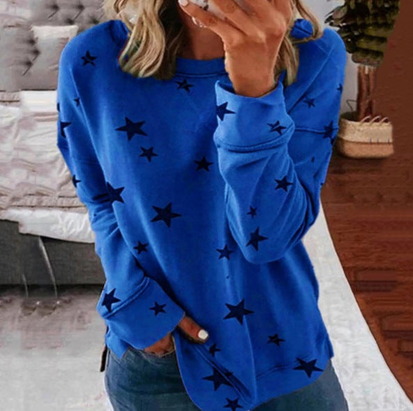 Star print stitching T-shirt fashion top women