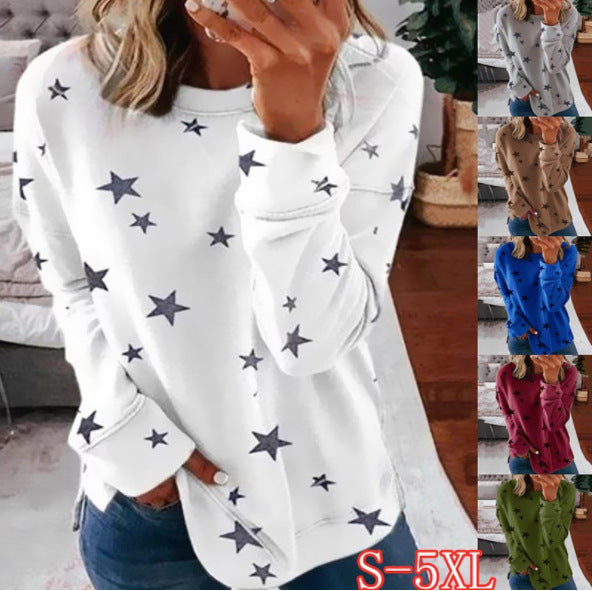 Star print stitching T-shirt fashion top women