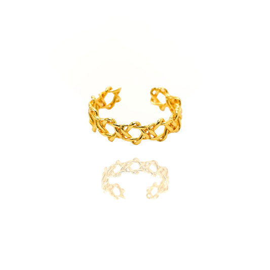 24k Gold Jewelry,Adjustable Ring Vintage Charm Jewelry,Fine Gold Celtic Knot Band Eternity Ring