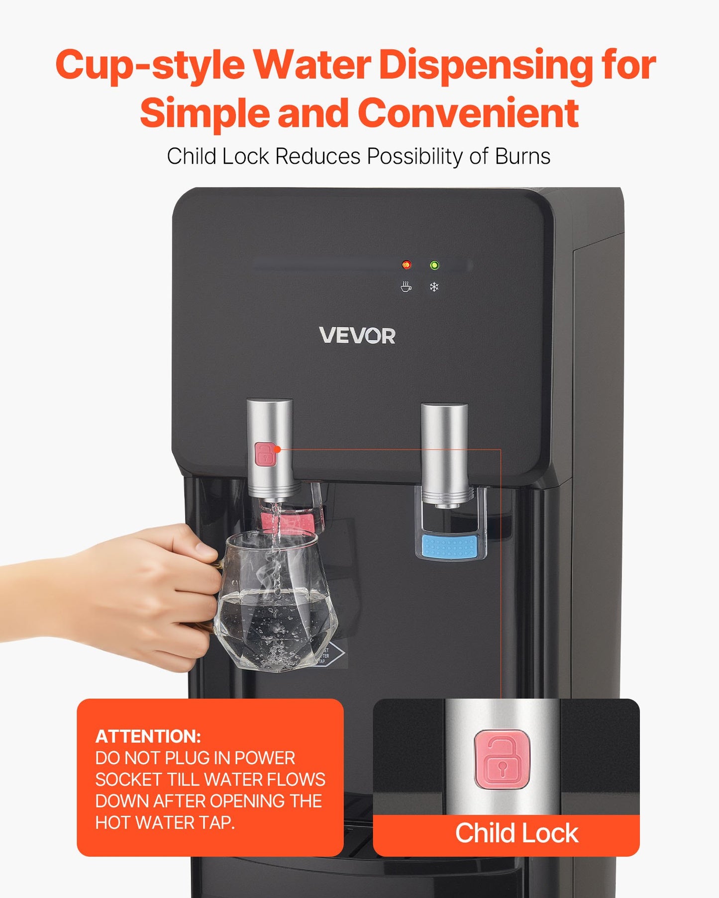Top Loading Water Cooler Dispenser For 3 Or 5 Gallons Jugs Stainless Steel