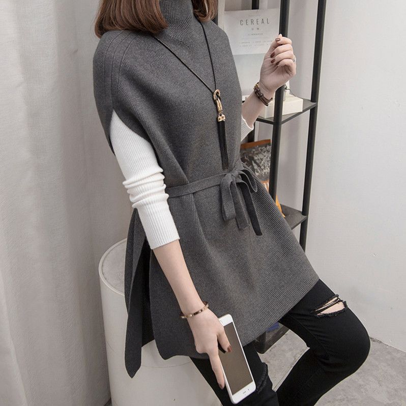 Fashion Half-high Collar Mid-length Sweater Women Pullover