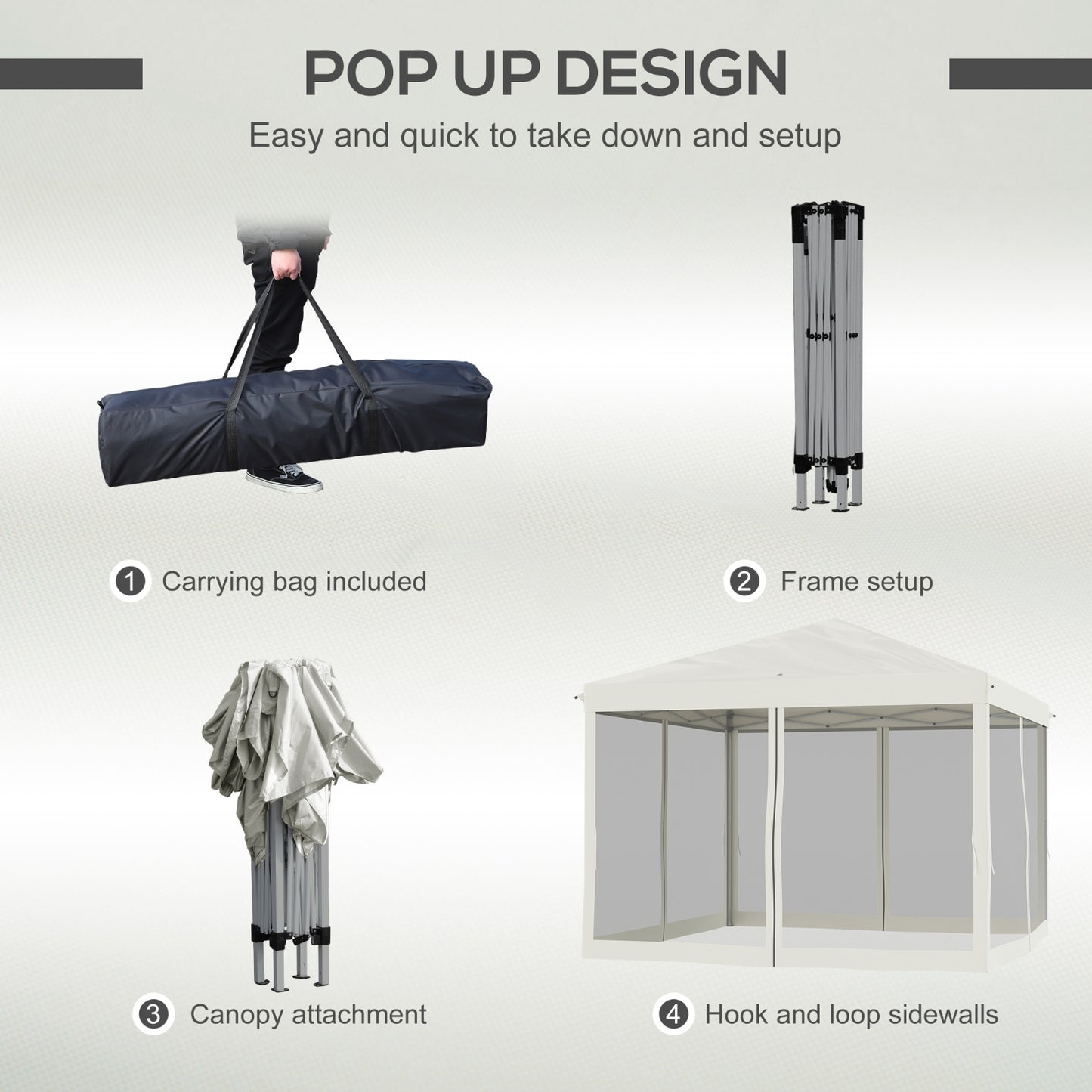 Outsunny 10' X 10' Pop Up Canopy Tent With Netting, Instant Gazebo, Ez Up Screen House Room With Car
