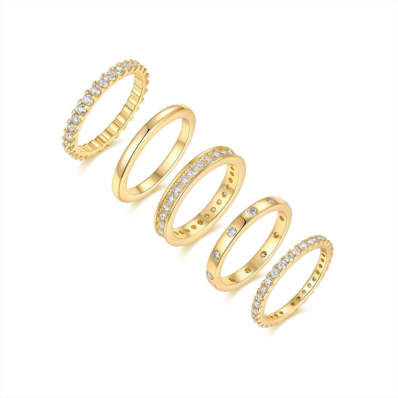 1Golden Stars - Fashionable Men’s And Women’s Ring And Ring Jewelry Set With Moissanite S925 Sterling Silver And Gold-plated Diamond Prohibit TikTok sales