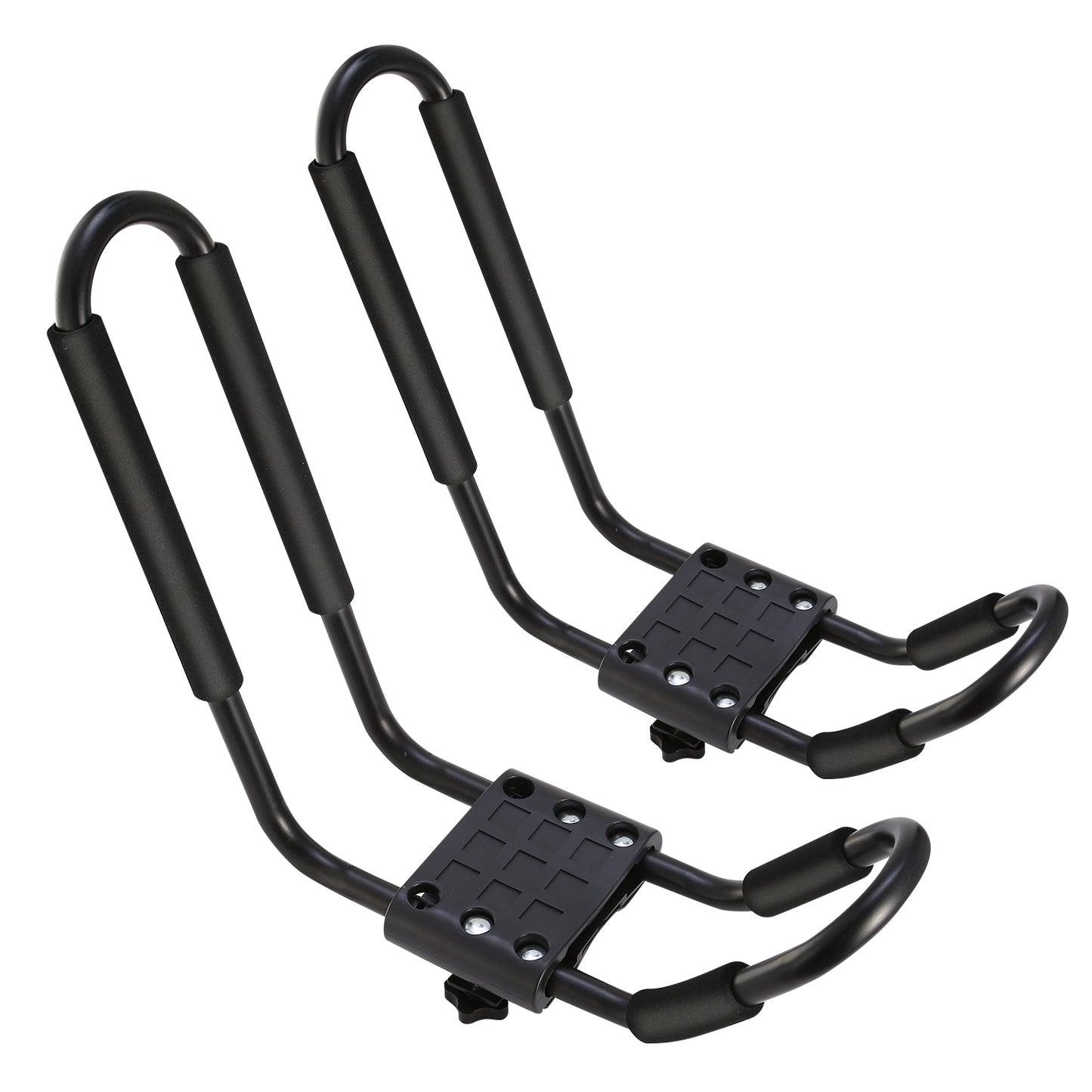 1 Pair Universal J-Bar Kayak Carrier 220LBS Load Heavy Duty Canoe Car Top Mount Carrier Roof Rack With 2Pcs Tie Down Straps