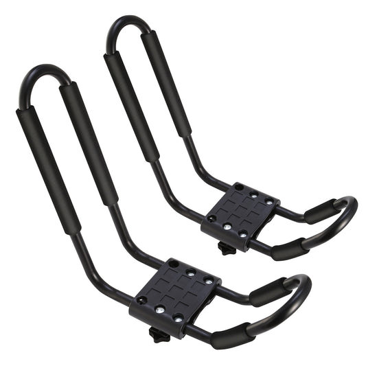 1 Pair Universal J-Bar Kayak Carrier 220LBS Load Heavy Duty Canoe Car Top Mount Carrier Roof Rack With 2Pcs Tie Down Straps