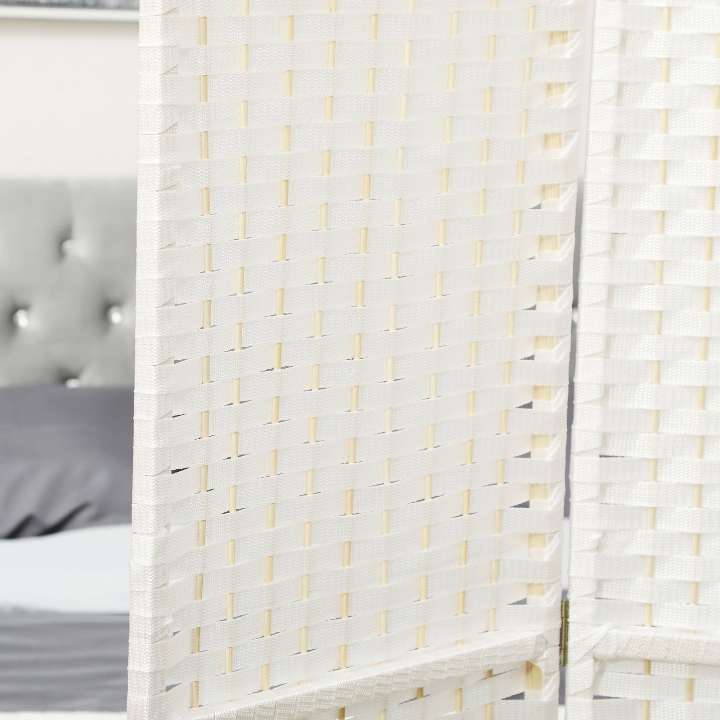 Folding Room Divider Screen 8 Panel 5.6 ' Tall Privacy Screen Freestanding Room Partition for Home Office, White
