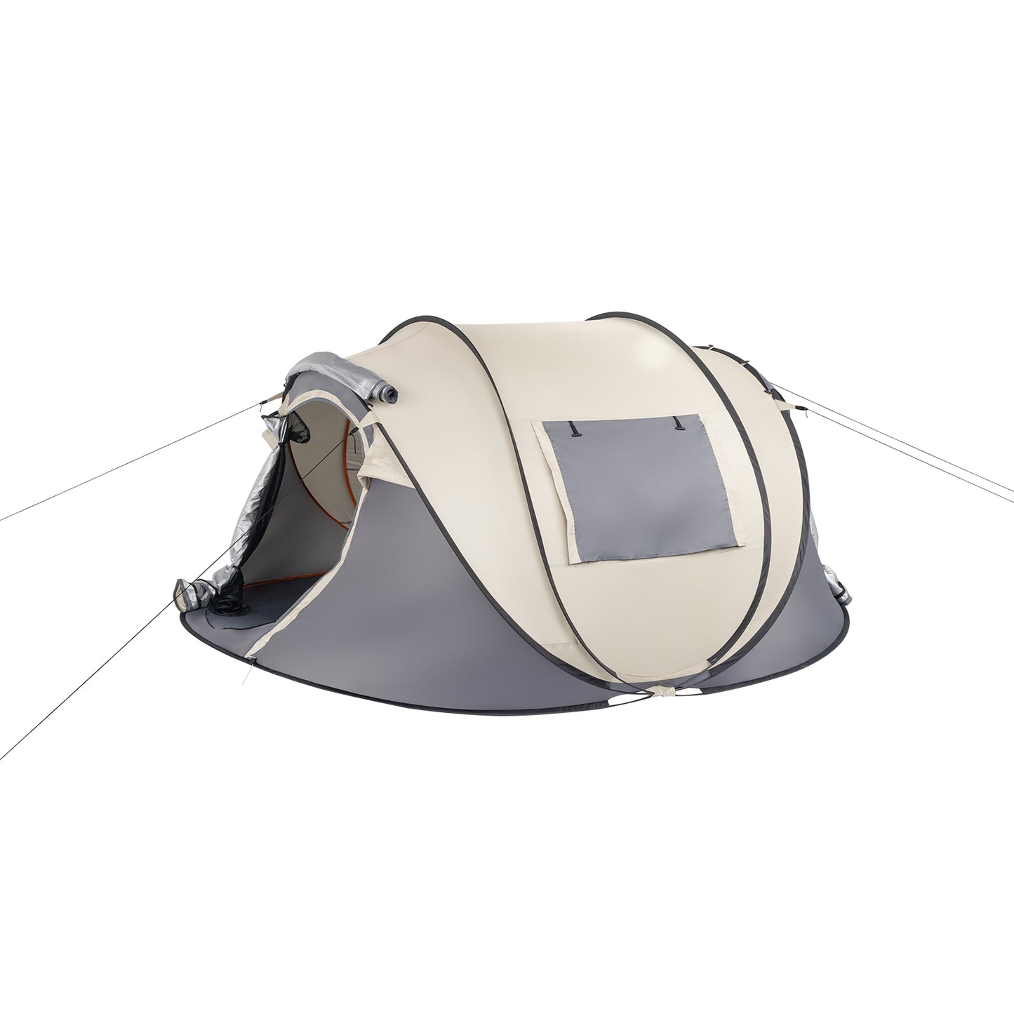 Khaki Boat Type Quick Opening Camping Tent Fiber Pole Polyester Cloth