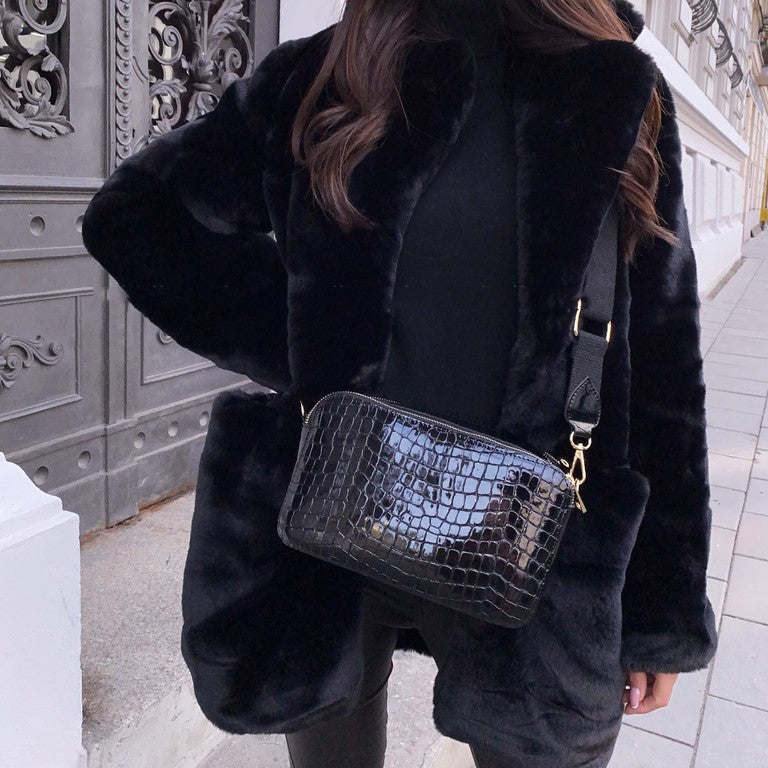 Temperament Long Sleeve Lapel Faux Fur Coat Solid Color Coat Women Fur Women's Clothing