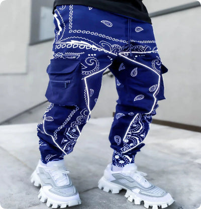 Cashew Flower Casual Sports Harem Pants Men European And American Loose High Street Multi-Pocket Overalls