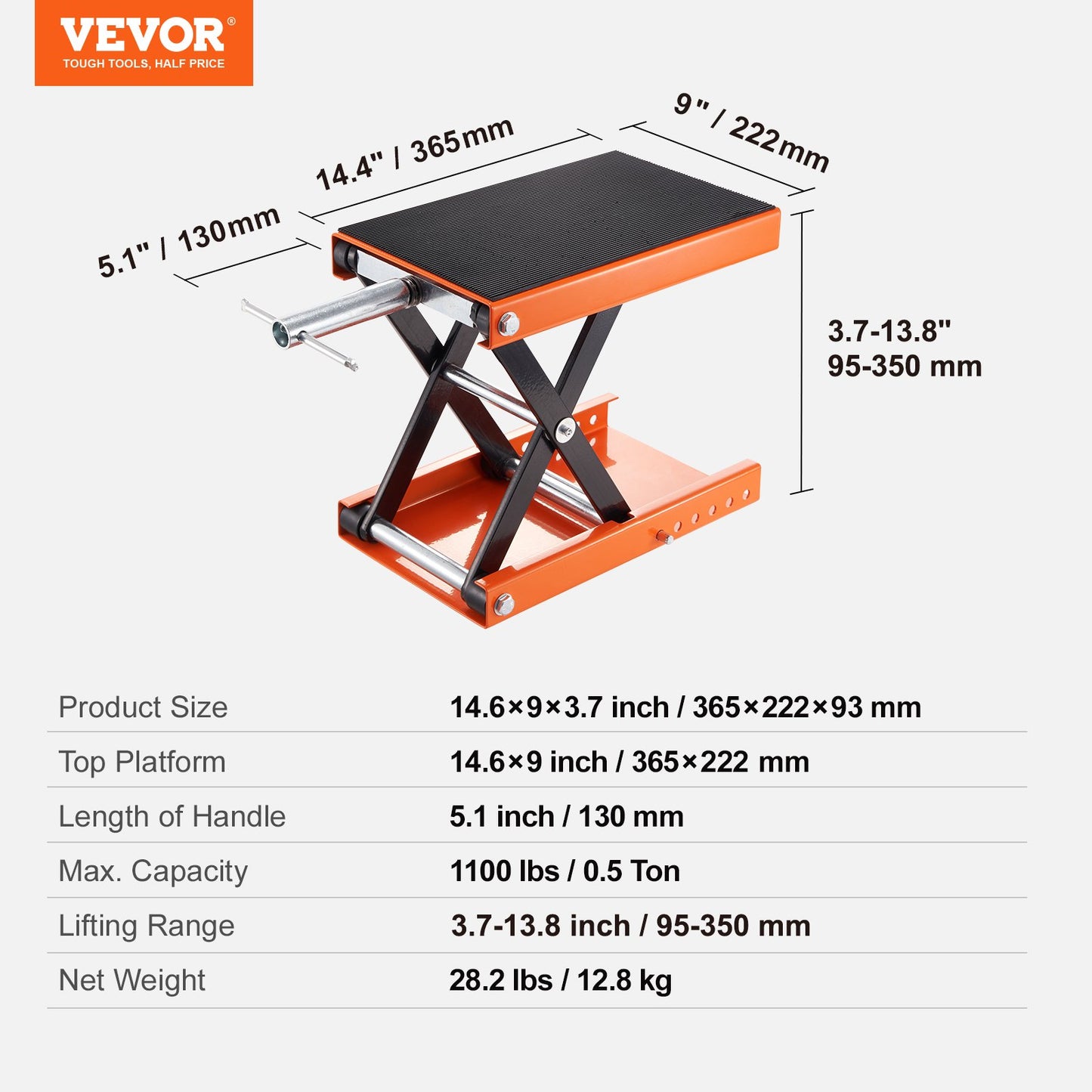 Motorcycle Lift, 1100 LBS Motorcycle Scissor Lift Jack With Wide Deck & Safety Pin, Center Hoist Crank Stand, Steel Scissor Jack For Street Bikes, Cruiser Bikes, Touring Motorcycles
