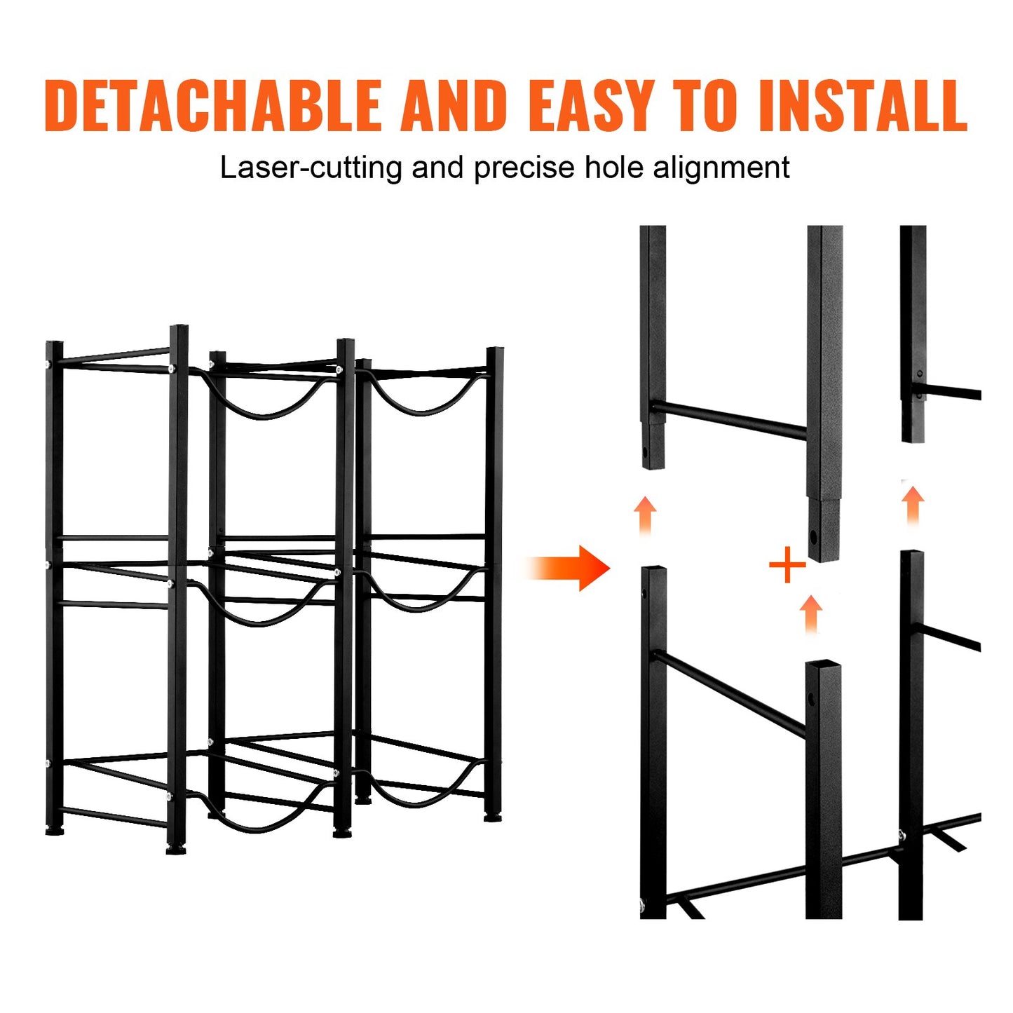 3 Tiers Water Jug Holder, 5 Gallon Water Bottle Holder, Double Row Water Bottle Rack For 6 Bottles, Heavy Duty Water Jug Rack For Kitchen, Office, Living Room, Black
