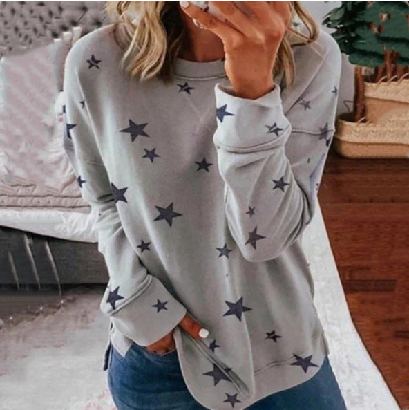 Star print stitching T-shirt fashion top women