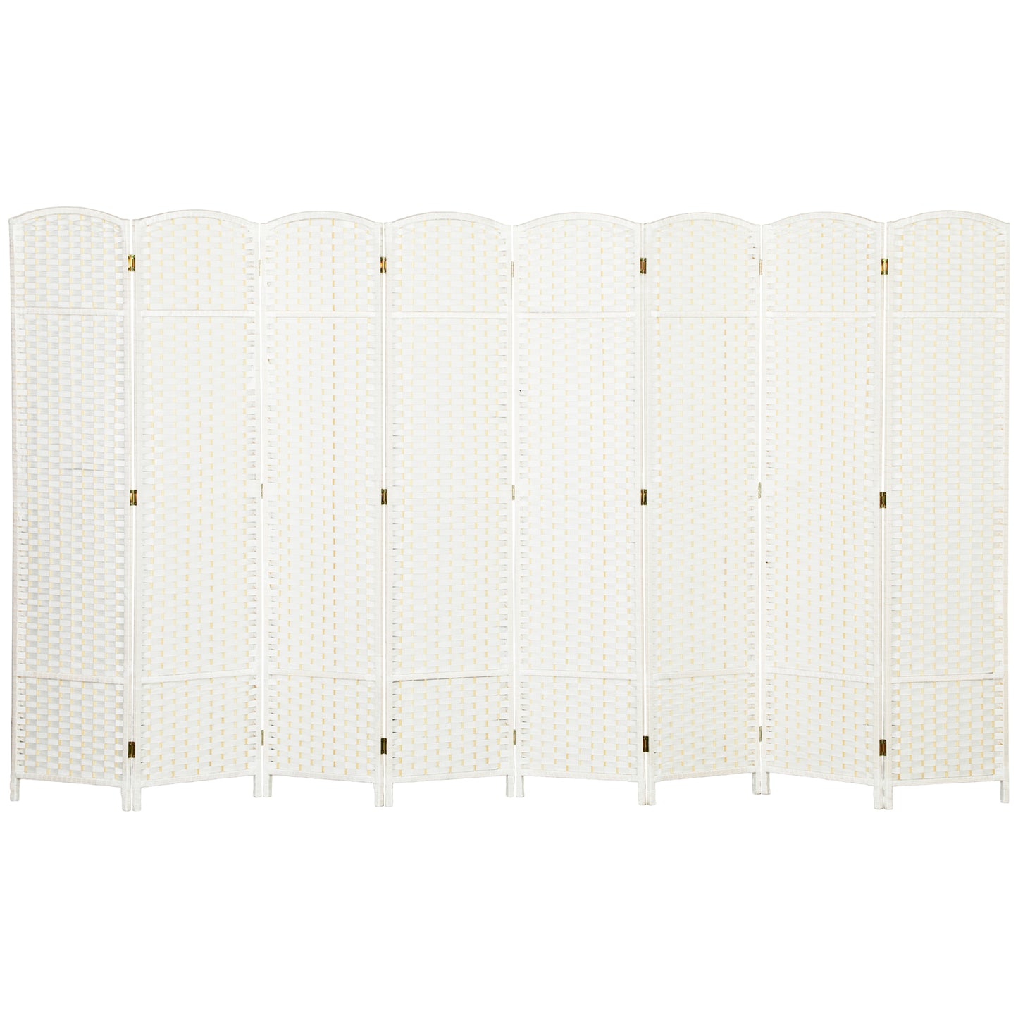 Folding Room Divider Screen 8 Panel 5.6 ' Tall Privacy Screen Freestanding Room Partition for Home Office, White