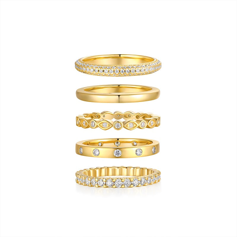 1Gold Ring - A Fashionable Men’s And Women’s Ring And Jewelry Piece Set With Moissanite S925 Sterling Silver And Gold-plated Diamonds Prohibit TikTok sales