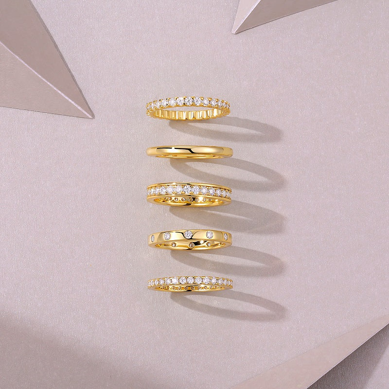 1Golden Stars - Fashionable Men’s And Women’s Ring And Ring Jewelry Set With Moissanite S925 Sterling Silver And Gold-plated Diamond Prohibit TikTok sales