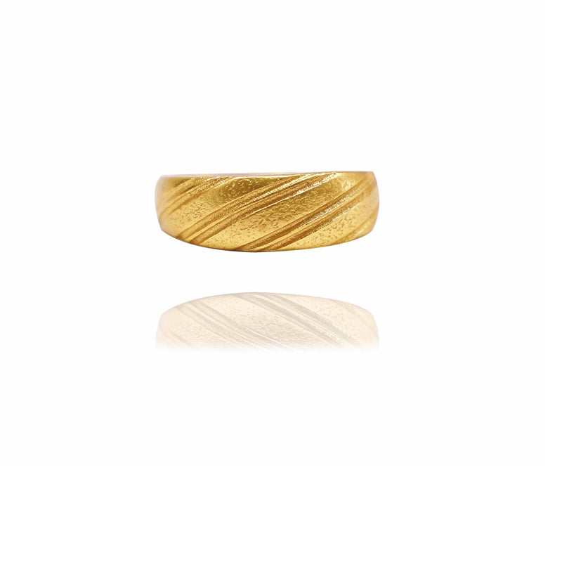 24k Gold Jewelry,Gold Dome Croissant Band Ring, Stackable Ring, Signet Ring, Women Jewelry Minimalist Chic Style