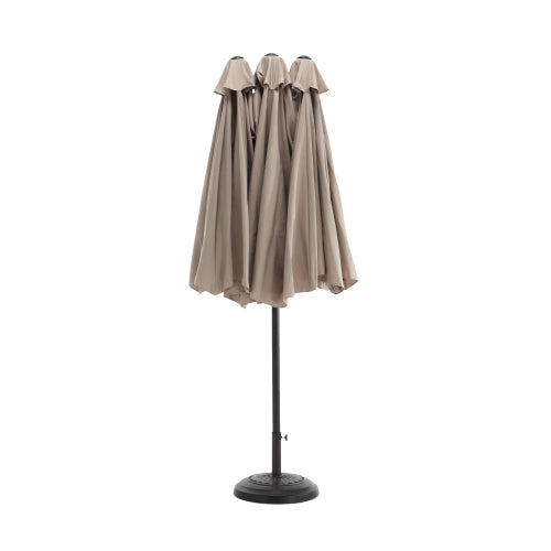 14.8 Ft Double Sided Outdoor Umbrella Rectangular Large With Crank  Khaki   No Base