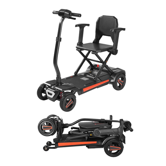 4-Wheel Electric Mobility Scooter For Adults & Seniors, Integrated Automatic Folding Mobility Scooter With Remote Control, NFC Keys & Long Range, 265LBS Loading All Terrain Travel Wheelchair