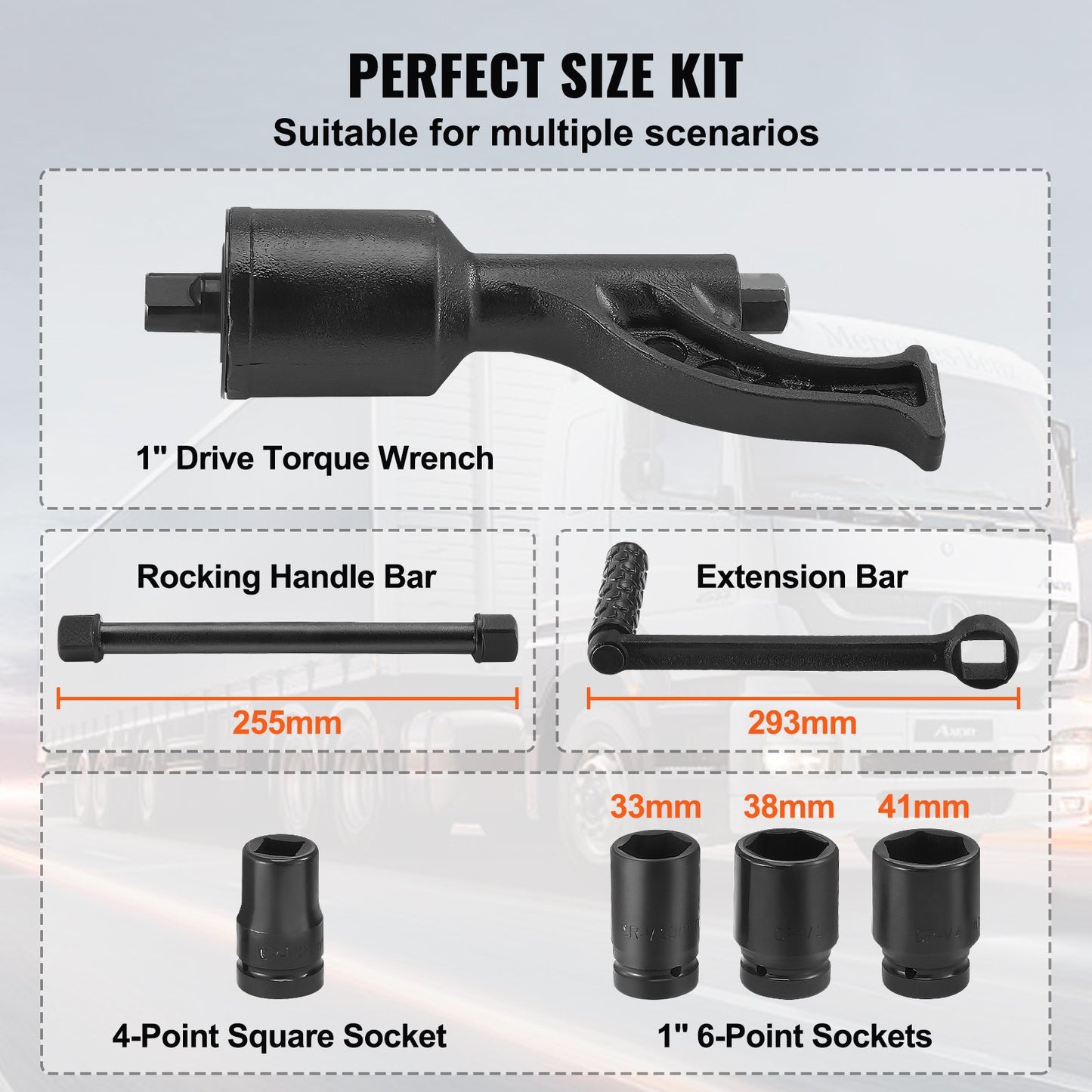 Torque Multiplier, 1 Inch Drive Lug Nut Wrench/Multiplier Heavy Duty Torque Multiplier Wrench Set, 1:64 6,800N.m Lug Nut Remover, Includes 4 Sockets (21-41mm) And Storage Case