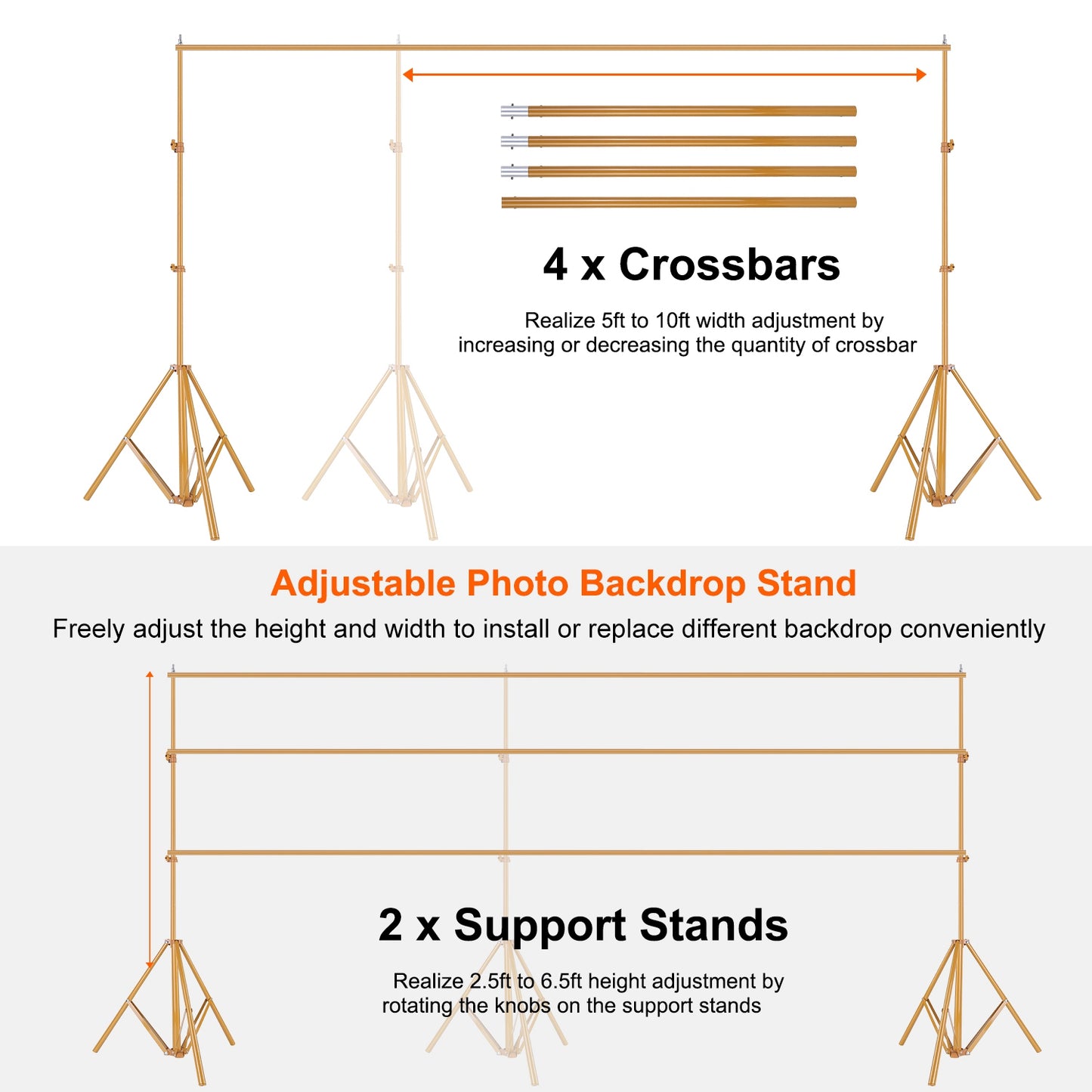 1Pc 6.5 Plus 10ft Photo Video Studio Backdrop Background Stand Adjustable Heavy Duty Photography Backdrop Support Stand Set With Carrying Bag Clamps