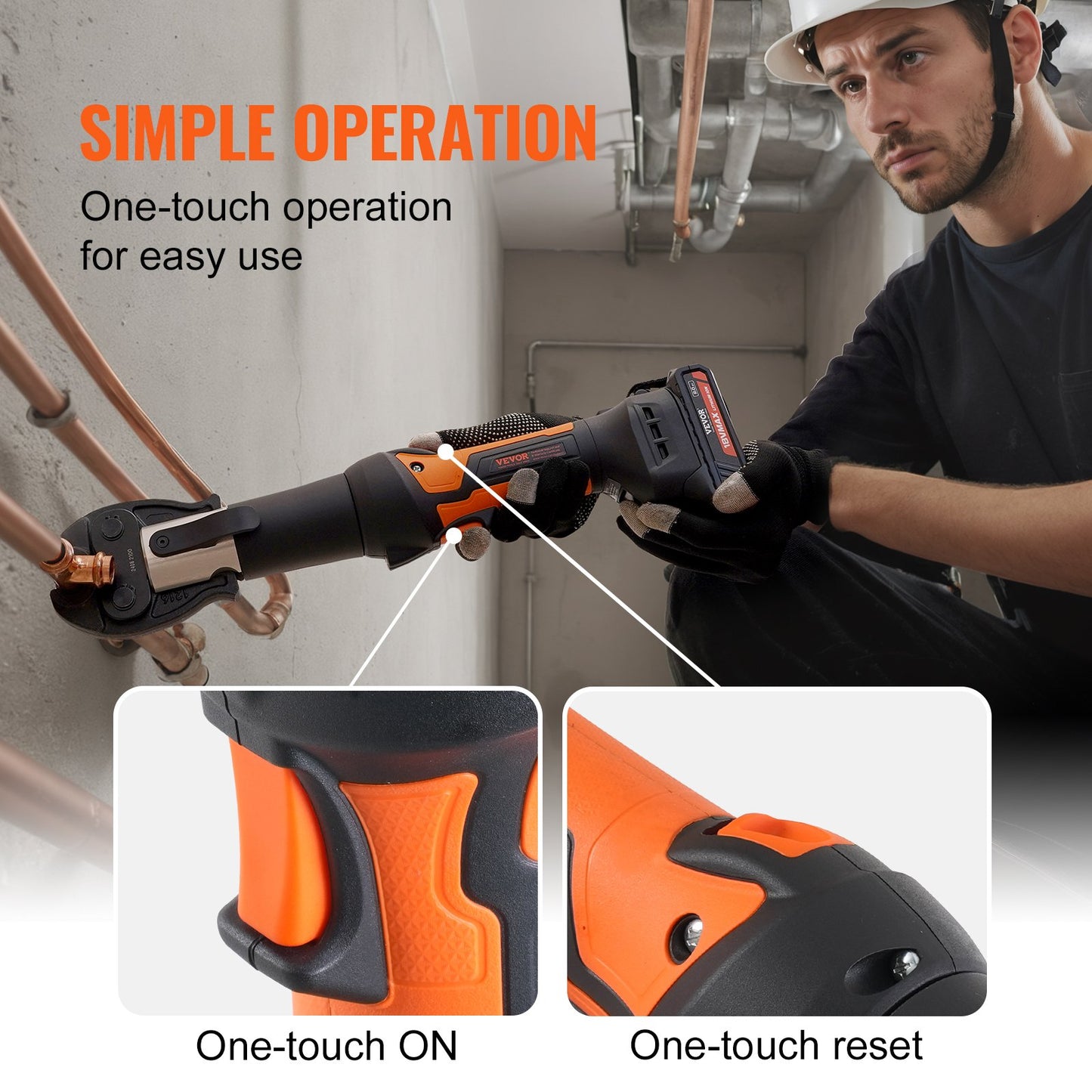 Pro Press Tool Pipe Crimping Kit Press Tool Battery Kit 1/2" 3/4" 1" Jaw
