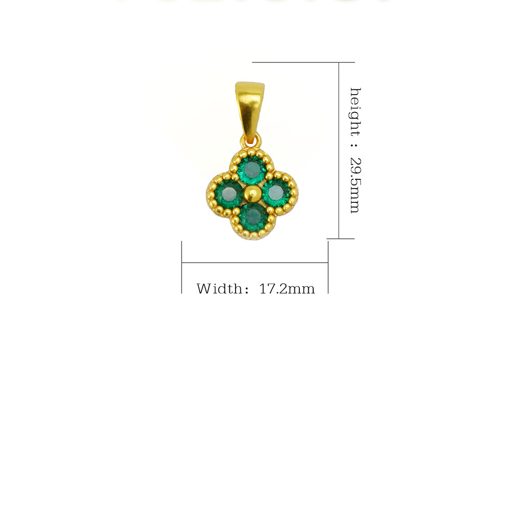 Green 4 Leaf Clover 24K Gold Necklace For Women, Lucky Pendant Chain Necklace Jewelry