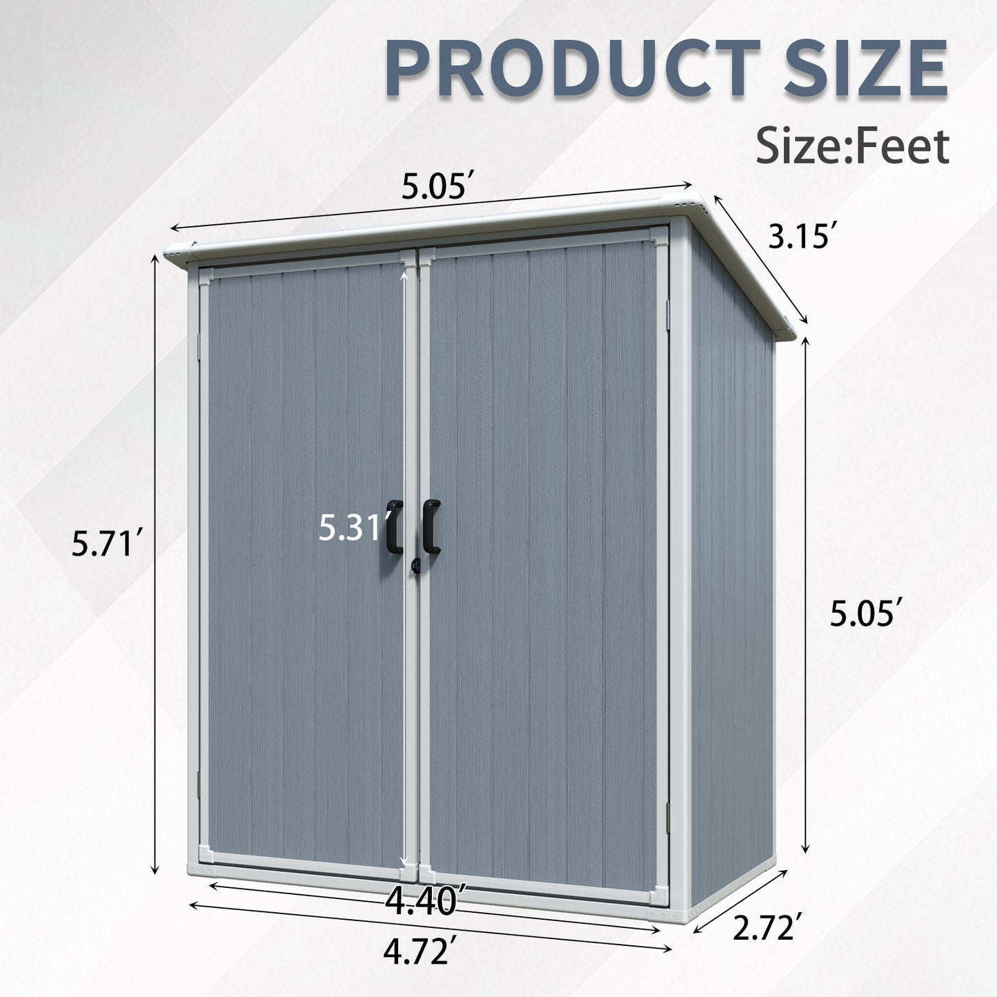 5x3FT Outdoor Storage Shed Waterproof Resin Cabinet With Lockable Doors For Bikes And Patio Furniture