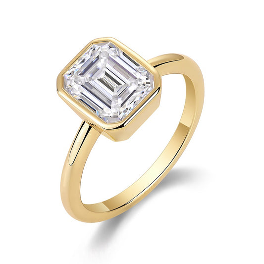 1Pagoda - A Fashionable Diamond Jewelry Piece Set With Moissanite S925 Sterling Silver And Gold-plated Diamond Ring Prohibit TikTok sales