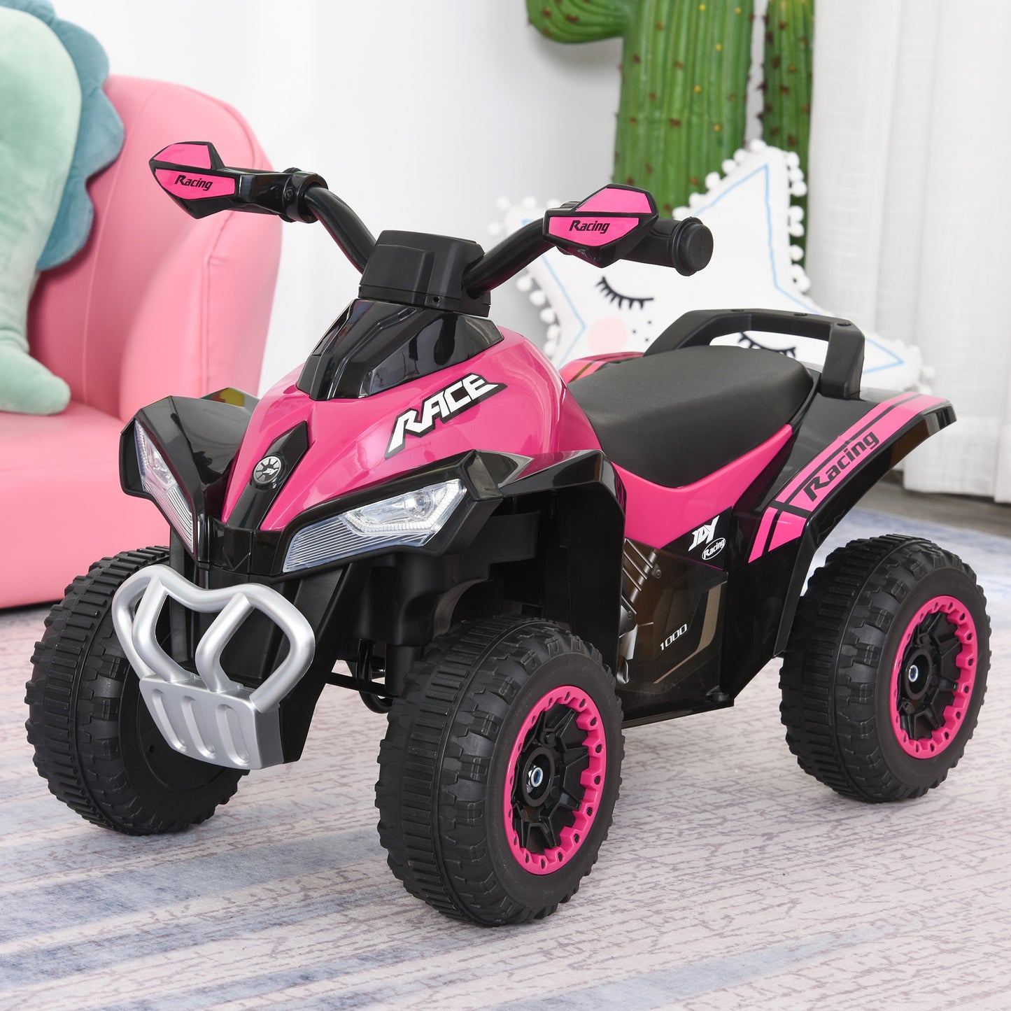 Toddler Push Car Foot-to-Floor 4 Wheels Music Light For Kids 18-36 Months