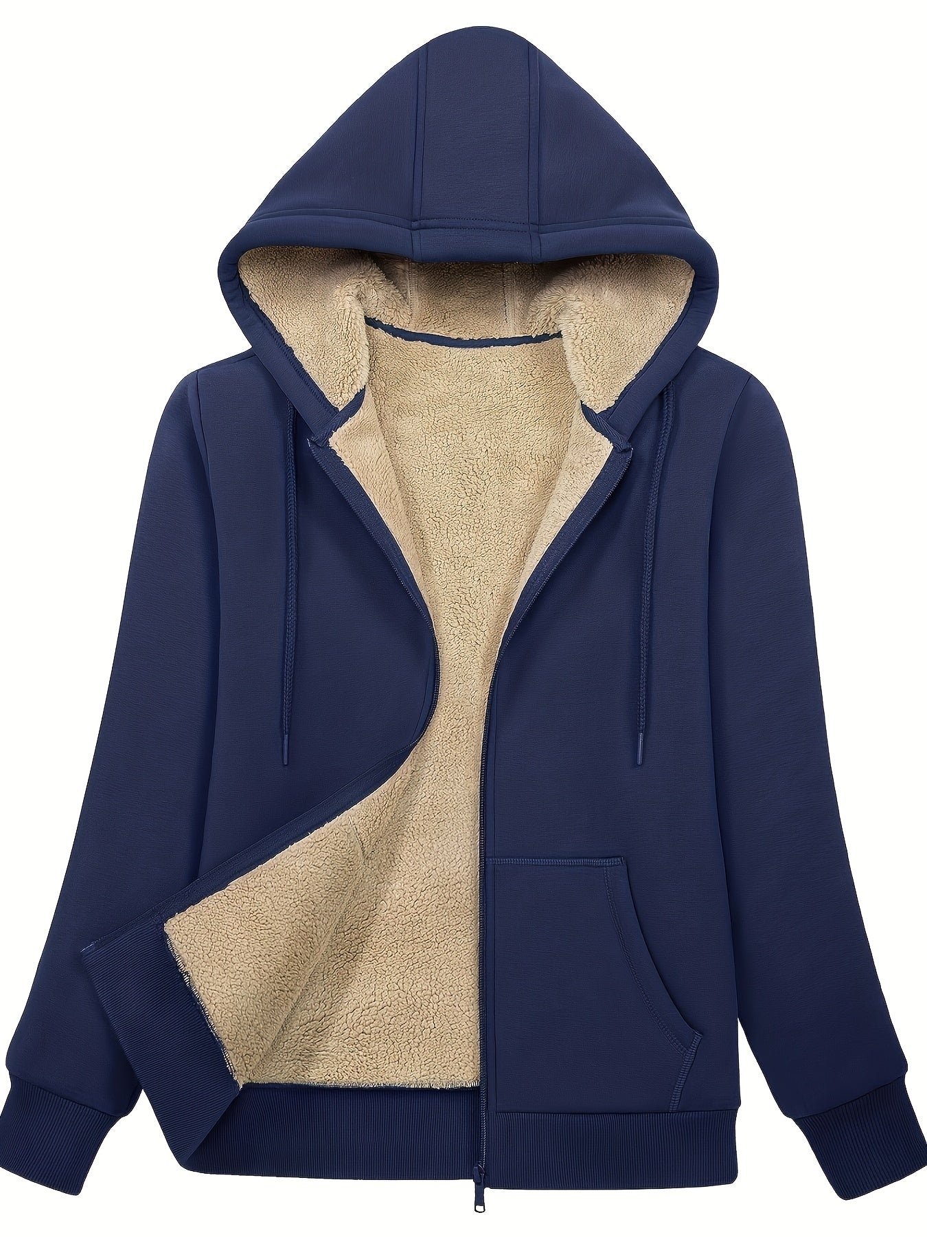 Women's Winter Warm Coat, Double Zipper Pockets, Sherpa Lined Lightweight Warm Jacket