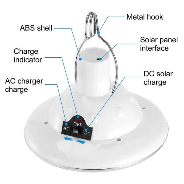 Solar Camping Light Portable Outdoor Hanging LED Bulb Lamp Lantern Emergency Light For Camping Hiking