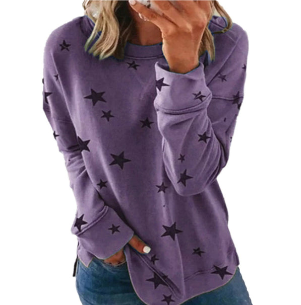 Star print stitching T-shirt fashion top women
