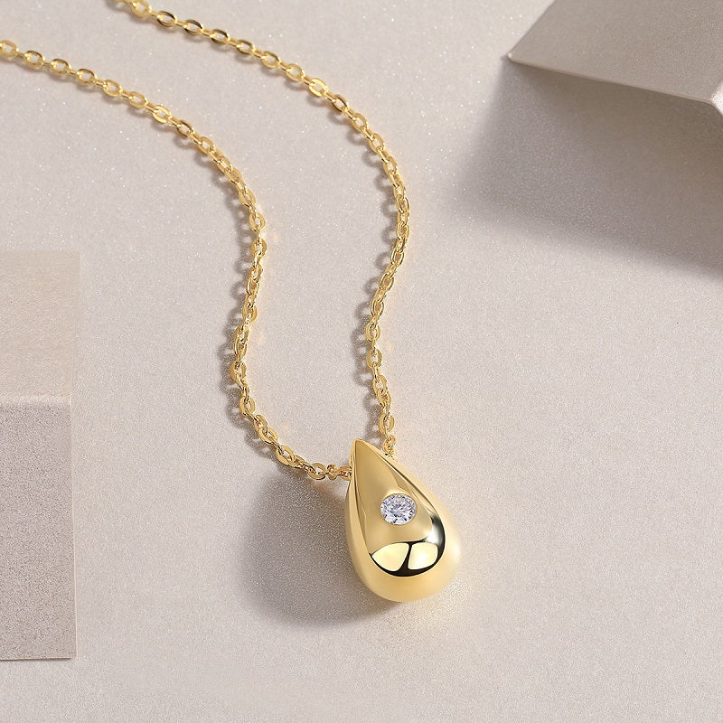 1Dreamy Water Drop - A Trendy Diamond Jewelry Necklace Pendant Set With 1-carat Moissanite S925 Sterling Silver And Gold Plating Prohibit TikTok sales
