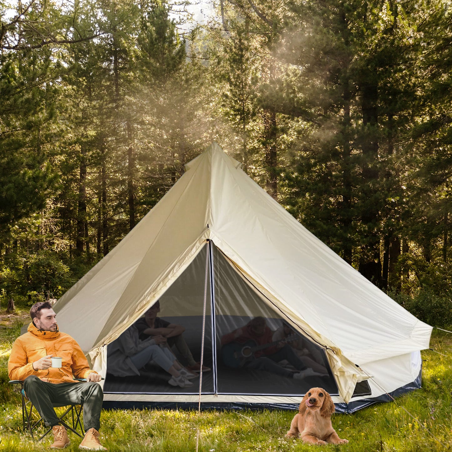 10-Person Large Waterproof Yurt Camping Tent, Perfect for Family Camping, Blue
