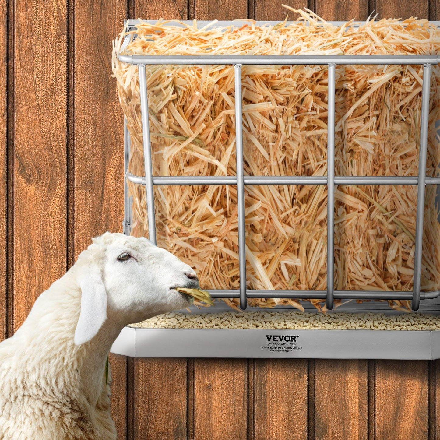 Wall Mounted Goat Hay Feeder 2 In 1 Hay And Grain Feeder 21 Gallons