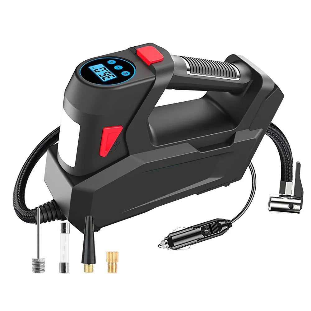 Portable Tire Inflator 120 PSI Maximum 90W Powered Tire Pump With Digital Display LED Light Inflatable Nozzle Needle Fuse Air Compressor For Bikes Motorbikes Car Balls